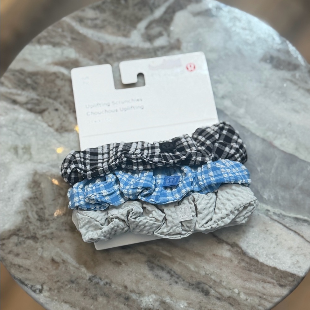 lululemon athletica Black, Blue, and Gray Scrunchies